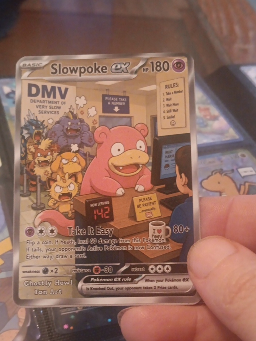 Slowpoke EX Pokemon Art Card - Pink Slowpoke